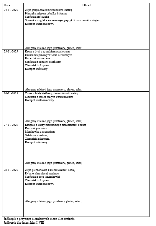 1-8 24.11 Jadłospis dla klasy 8